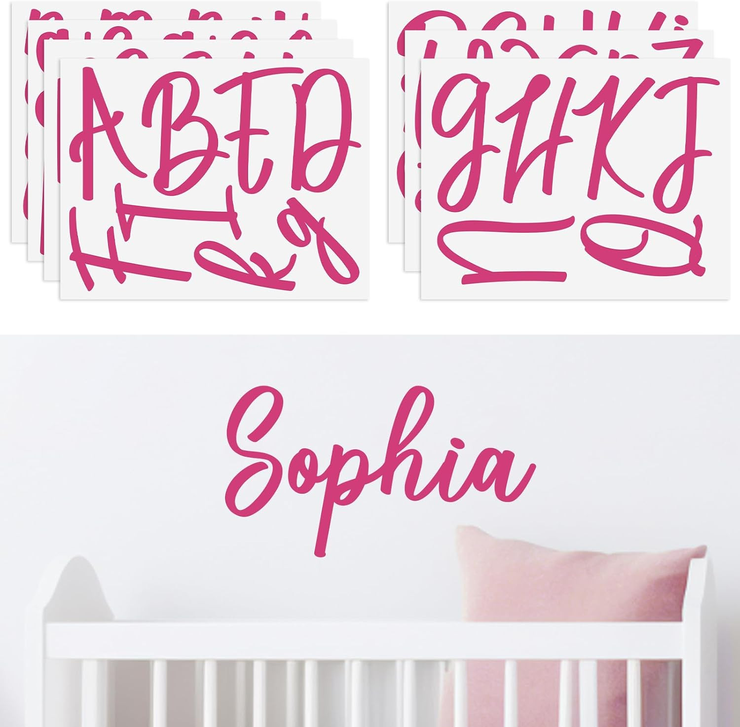 Personalized Name Wall Decal Large Cursive Letter Stickers Alphabet Custom Name