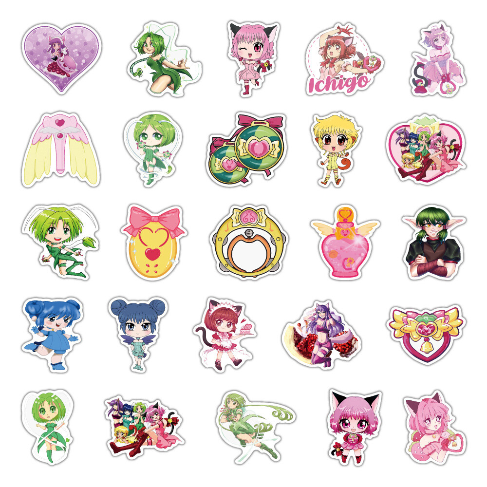 100Pcs Tokyo Mew Mew Sticker for Adults Teens Girls Scrapbooking Water Bottles