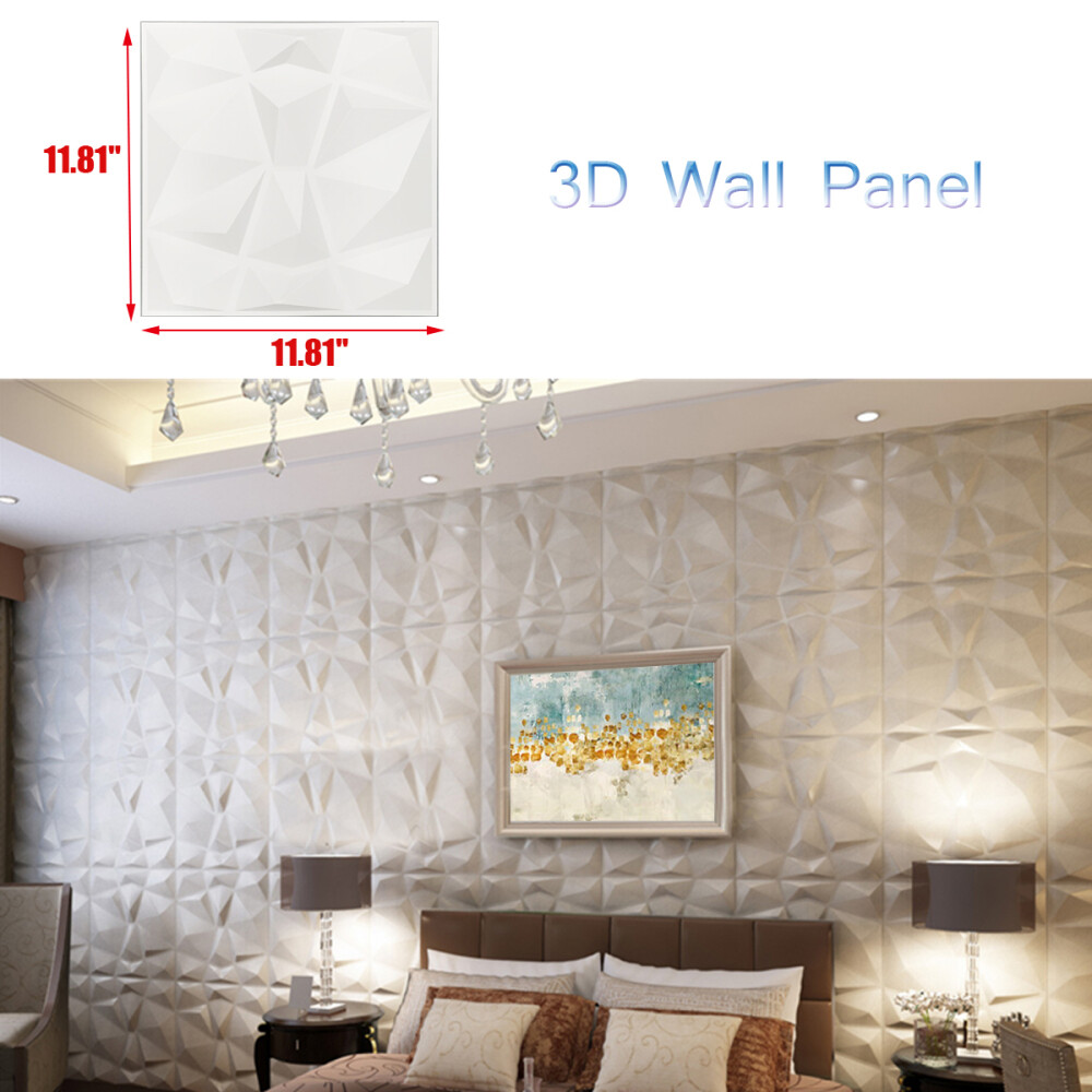 12Pcs 3D Effect Wall Decor 3D Tile Brick Wall DIY Wallpaper Home Decor 11.8"