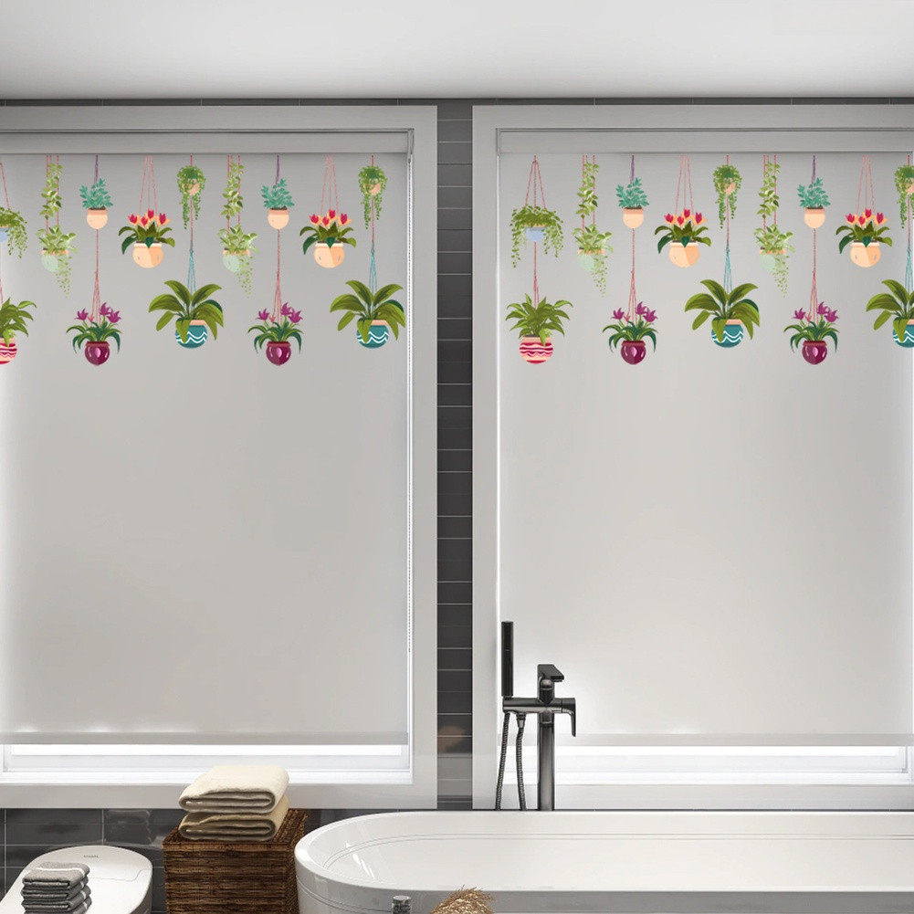 Window Cling Sticker Hanging Basket Design PVC Static White 11.81×23.62in