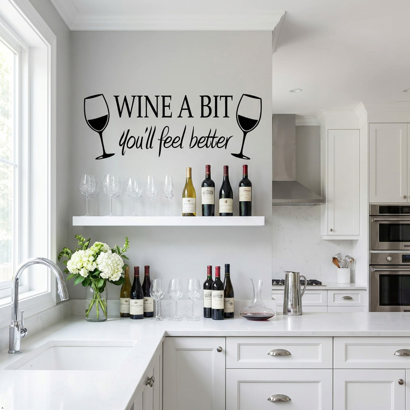 WINE A BIT Quote Letter Wall Sticker Decal Home Arts Kitchen Decoration decor