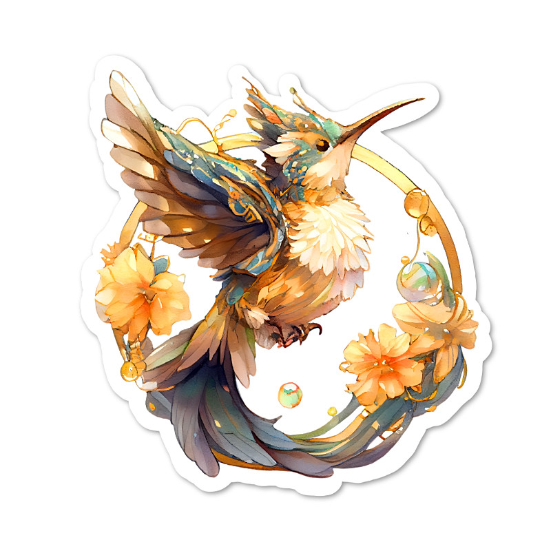 Hummingbird Vinyl Sticker, Water Resistant, Scrapbooking, Laptop, Water Bottle