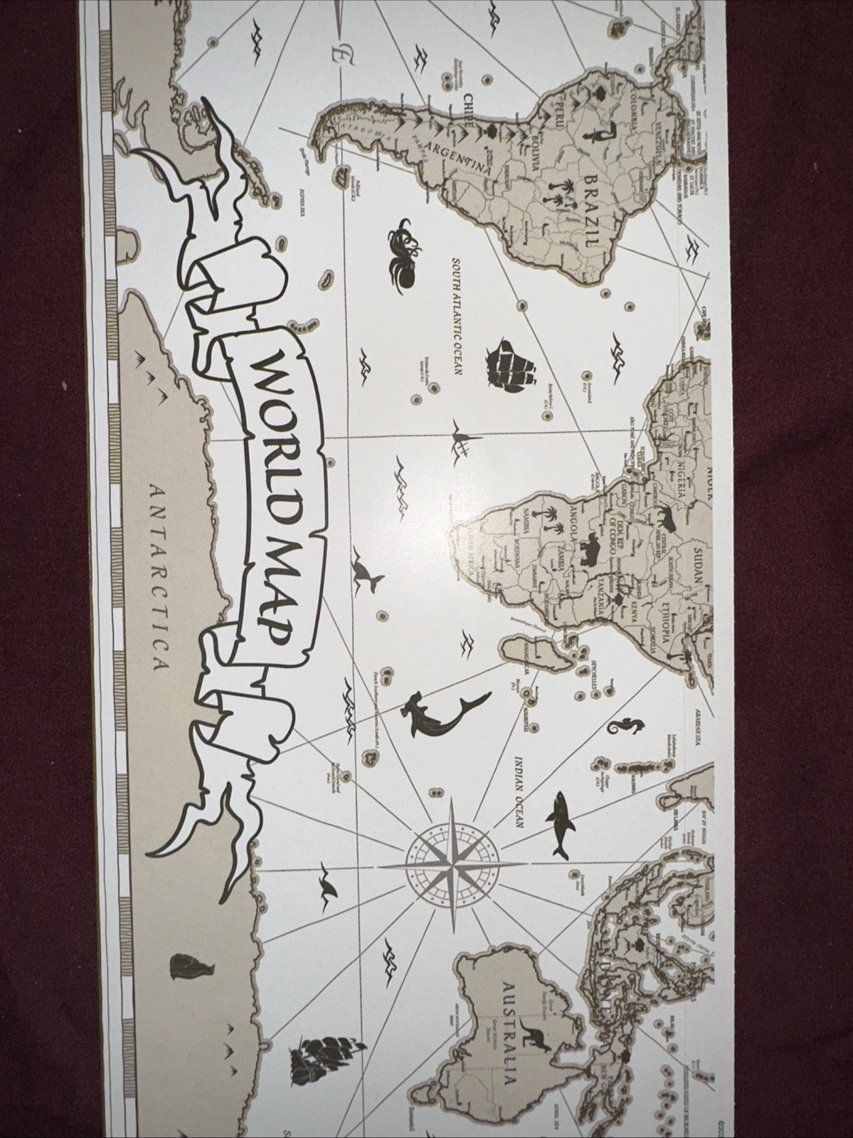 "World Map" Jumbo Removable Sticker-Main Street Wall Creations~New