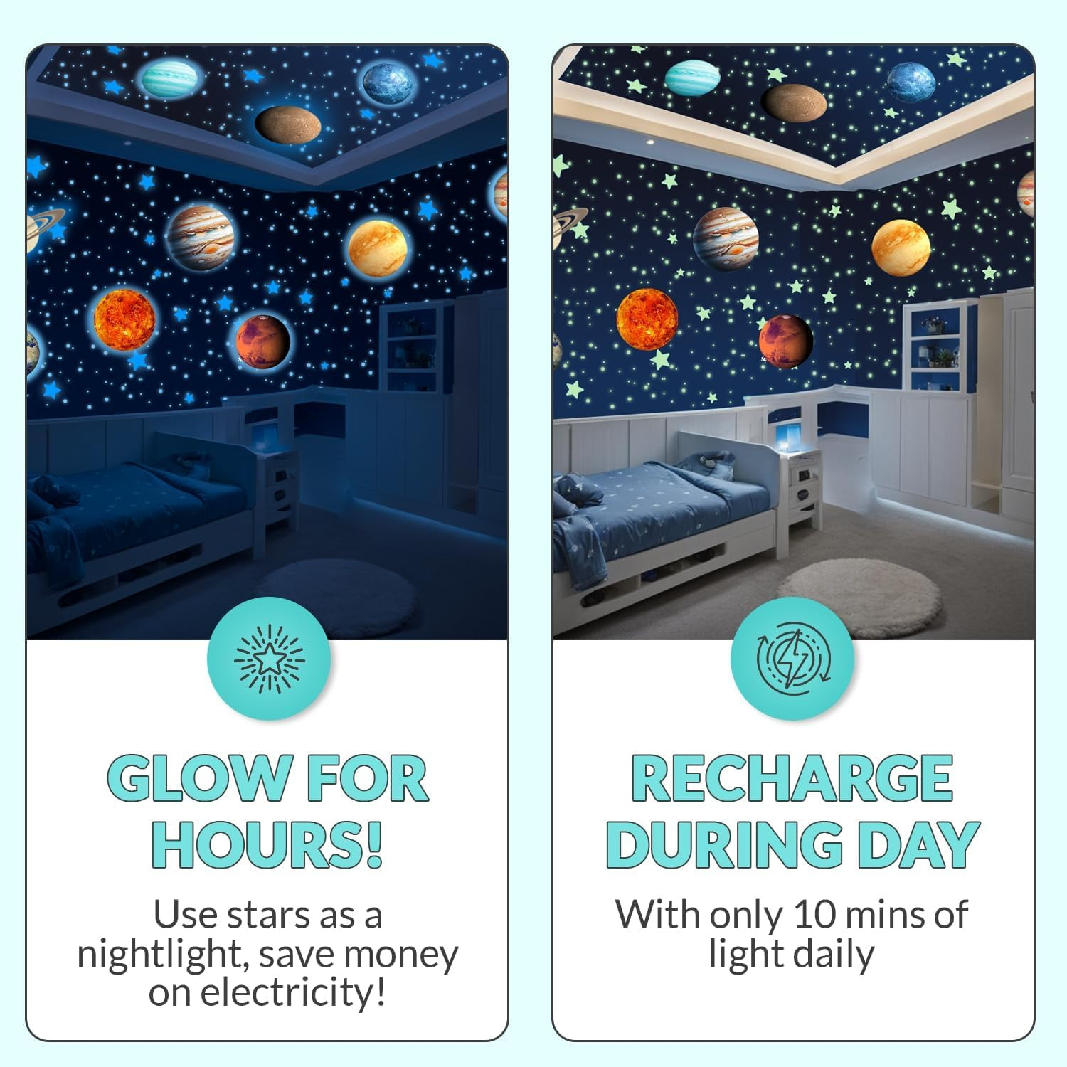 Glow in the Dark Stars and Planets – 534 Pcs Solar System Wall Decals