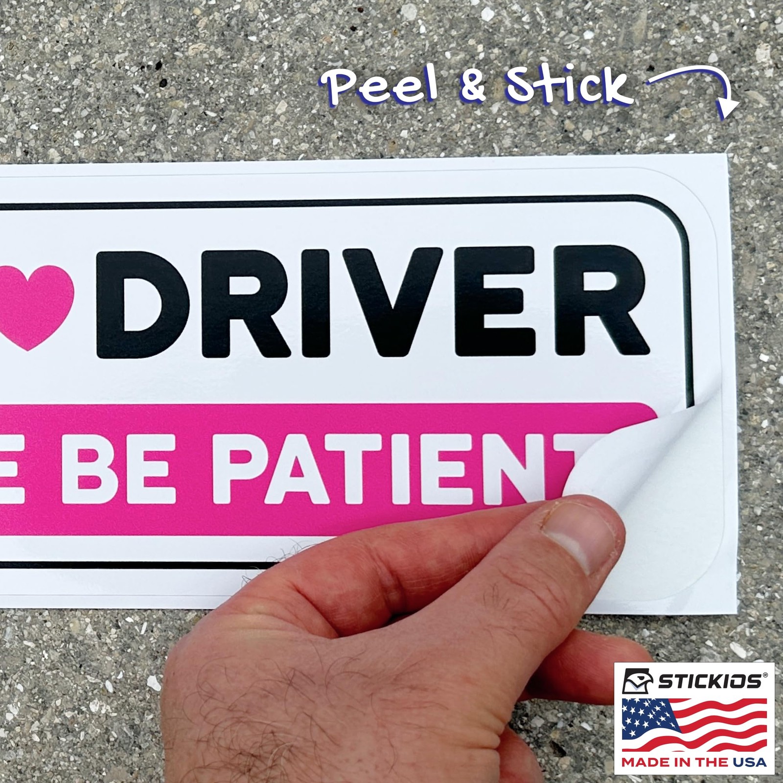 New Driver Stickers Pink Non-Magnetic for Cars & Windows Reusable