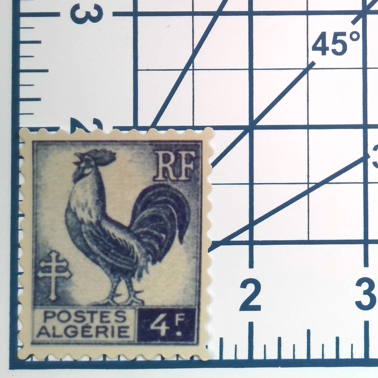 Vintage Algerian Postage Stamp Sticker Gallic Rooster 4 Franc Vinyl Decal France