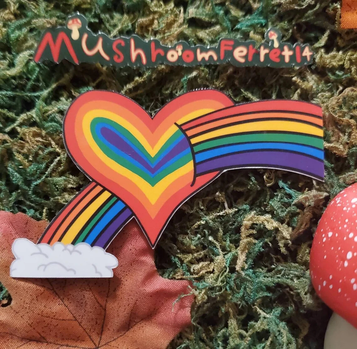 Handmade "Rainbow Love" die cut sticker. Weatherproof. See description!