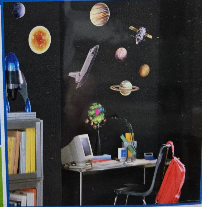 Space Peel & Stick Wall Stickers Appliques Stars Planet Kids Decor RMK1003SCS