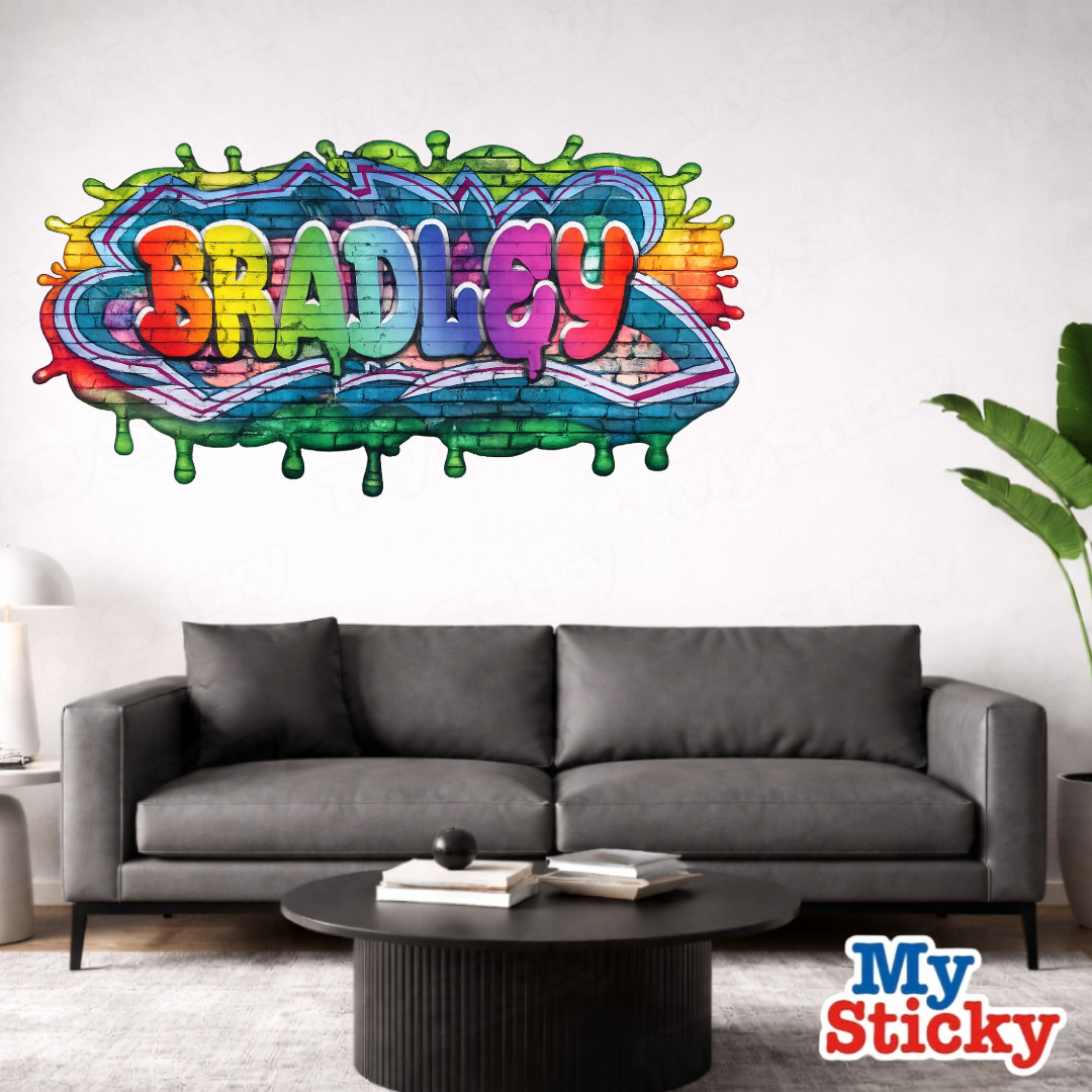 Rainbow Custom Name Drip Graffiti Wall Decor Vinyl Sticker Personalized Decal