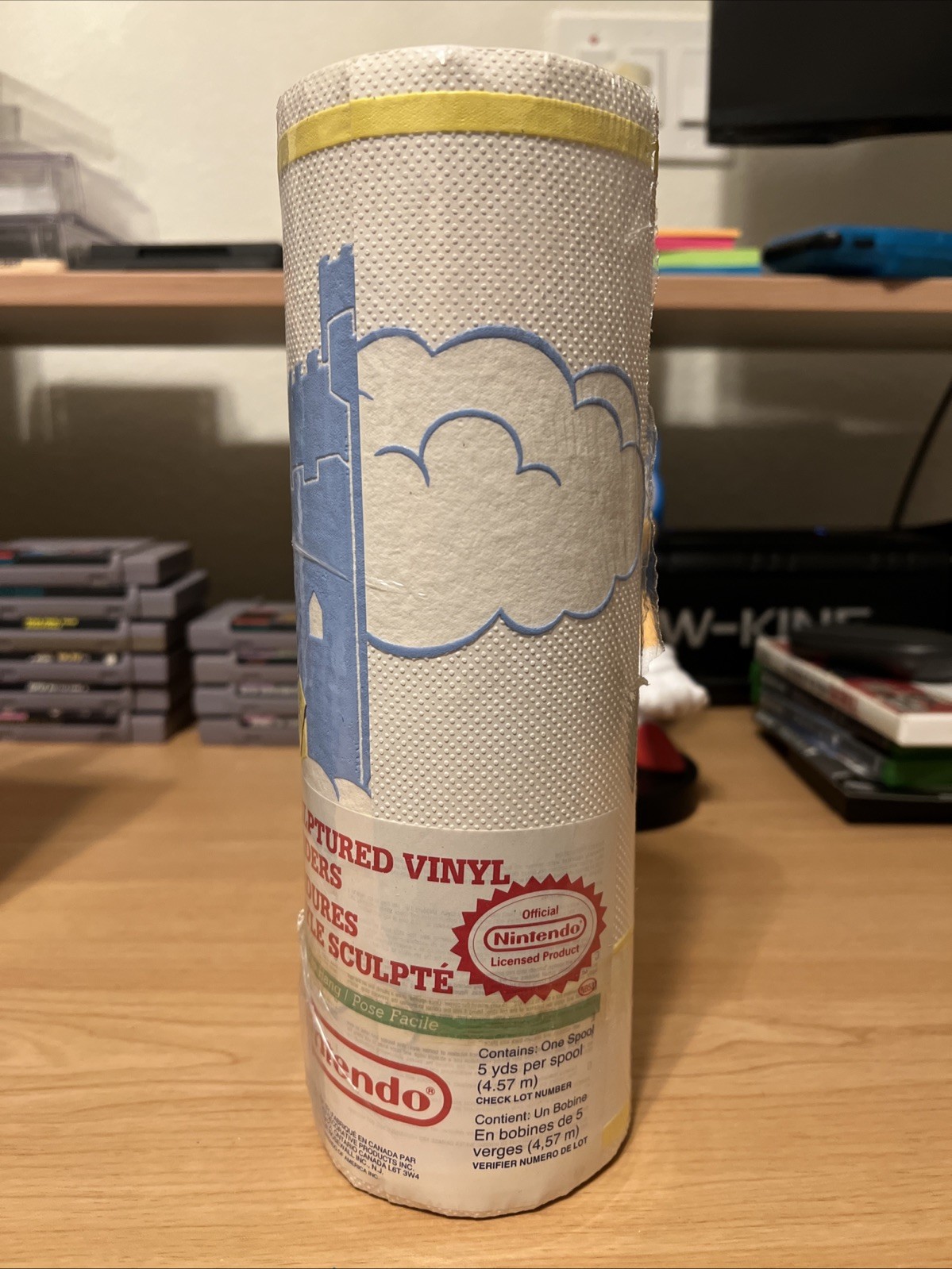 Nintendo Super Mario Vinyl Walltrim (1989) *Peach* New In Original Box 5 Yards