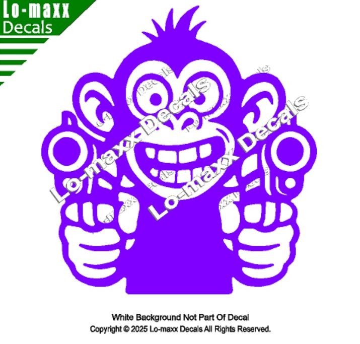 Monkey With Guns Die Cut Sticker Vinyl Decal For Car Fridge Locker Laptop