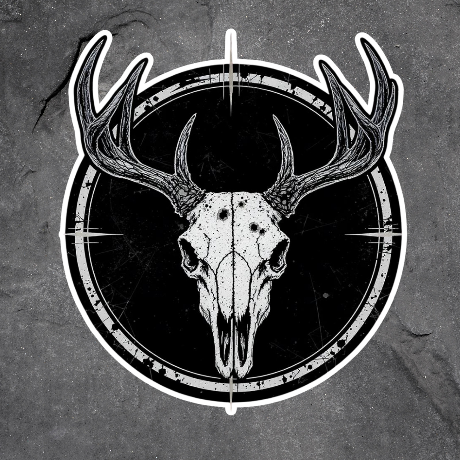 Deer skull sticker vinyl decal antlers hunting gothic rustic circle