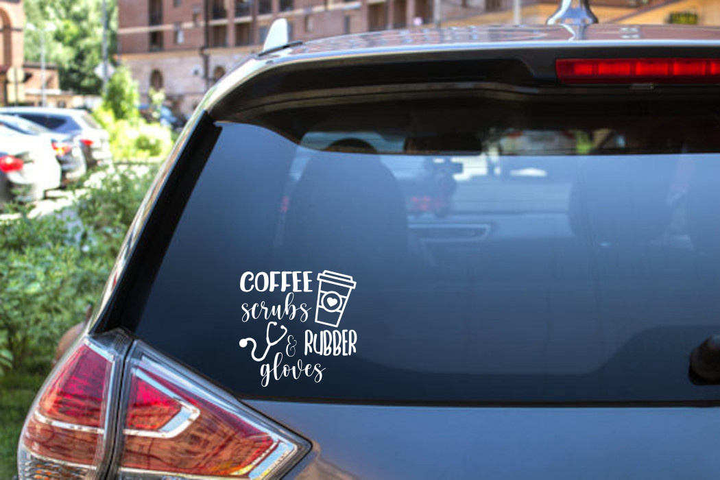 Coffee Scrubs & Rubber Gloves Decal – Perfect for Professionals! – 6570