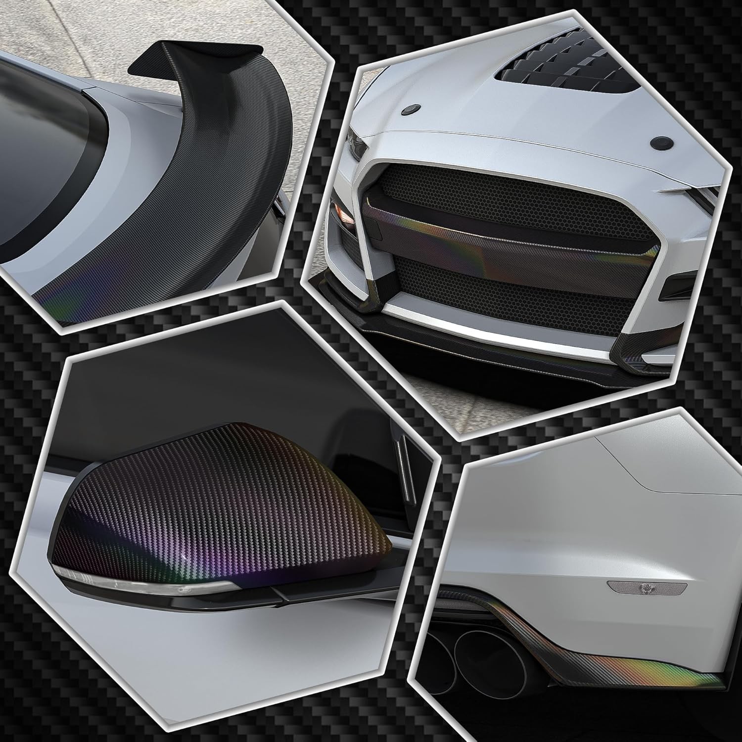 Carbon Fiber Vinyl Wrap High Gloss Self Adhesive Car Decoration