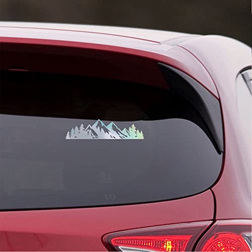 Mountain Tree Forest Vinyl Decal for Car () 6.8 inches x 1.7 inches Hologram