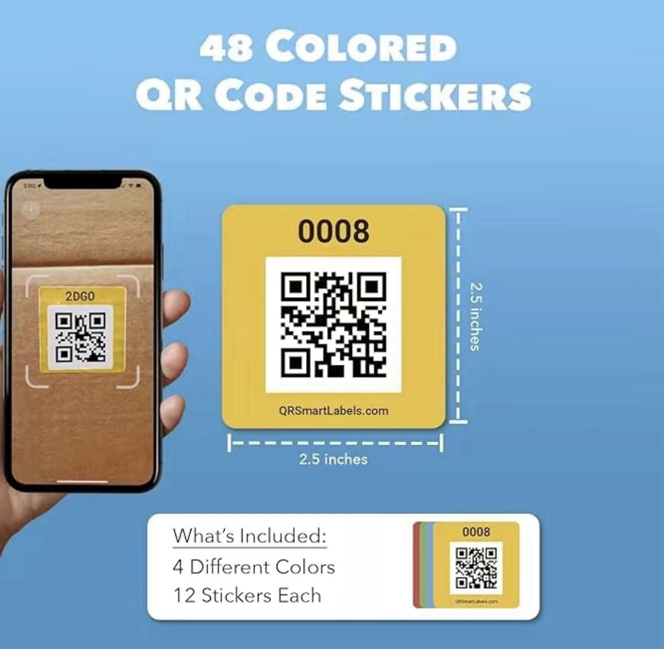 SmartLabels Original 48 Labels Red, Green, Blue, Yellow) Scannable Stickers