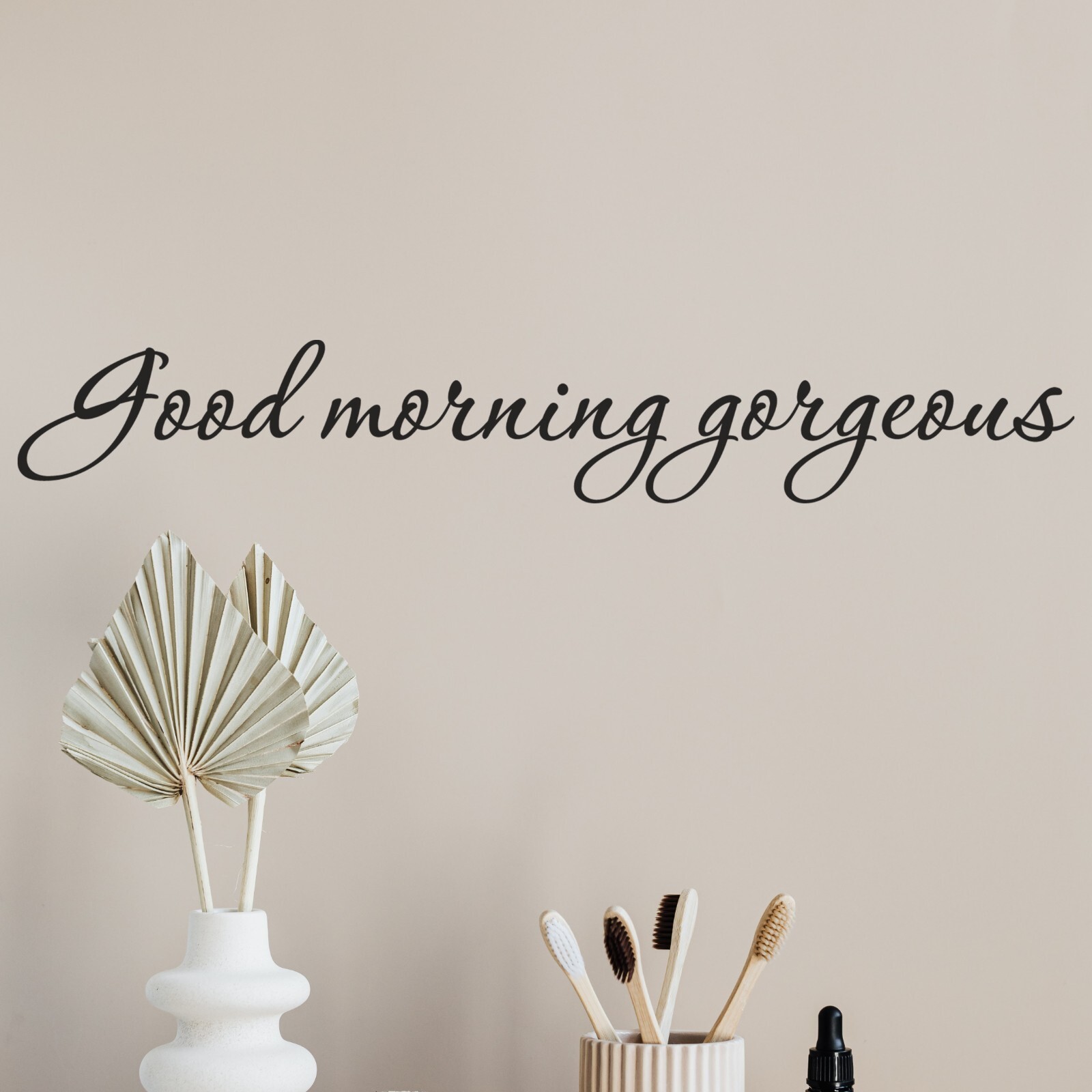 Good morning gorgeous wall decal love quote sticker bedroom bathroom 22×4 inches