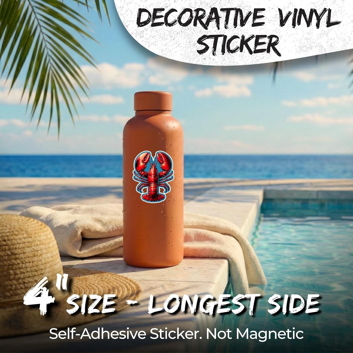 Lobster Sticker 4in Crustacean Maine Seafood Waterproof Vinyl Decal