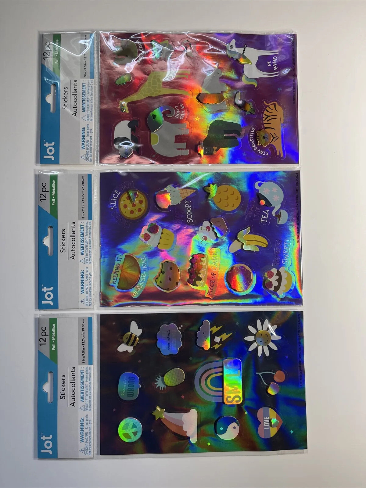 Sticker Autocollant s Assortment ( 5 Sheets) 36 Pc Foil Self Adhesive