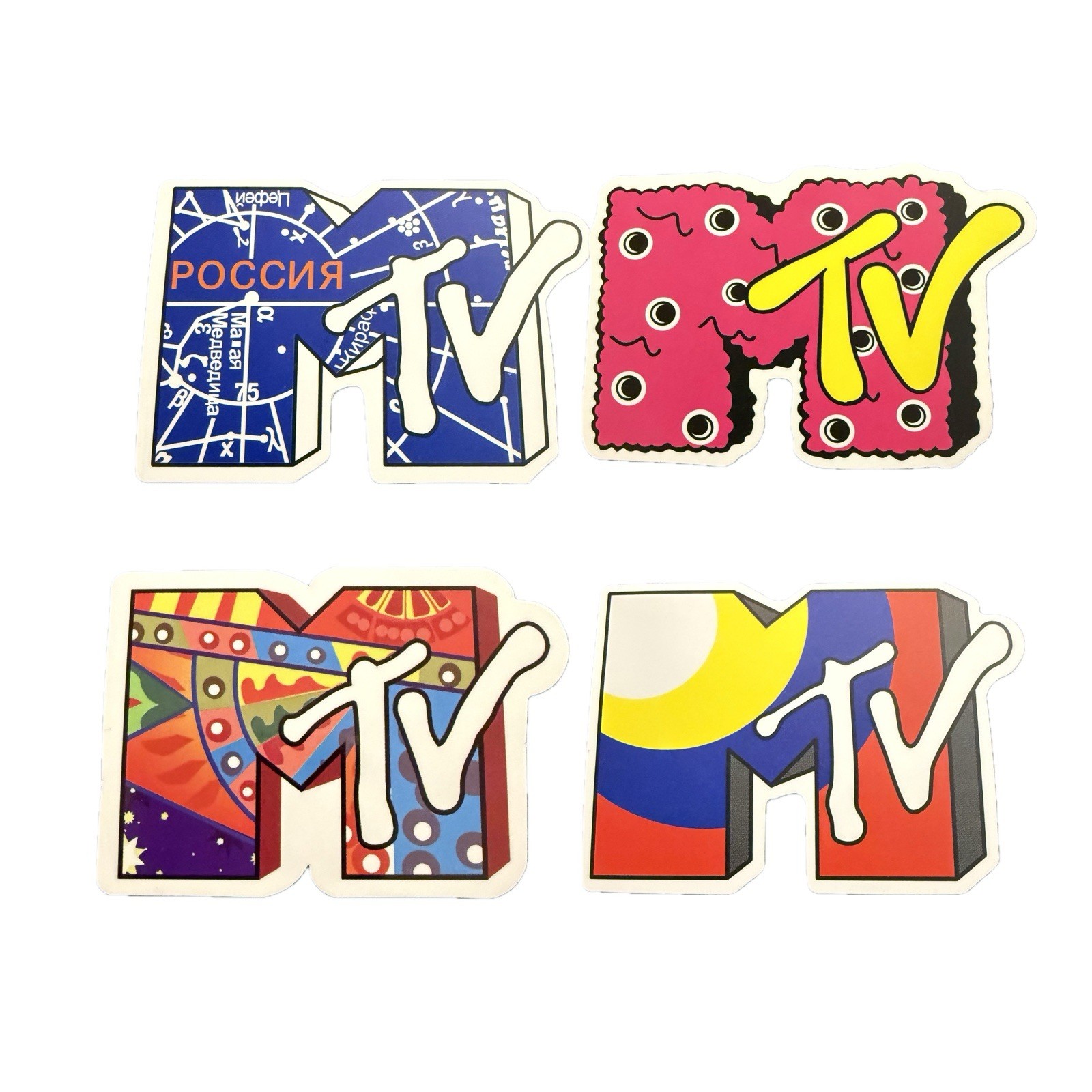 MTV Logo Sticker Lot Retro Pop Art International Flag Cartoon Vinyl Decals