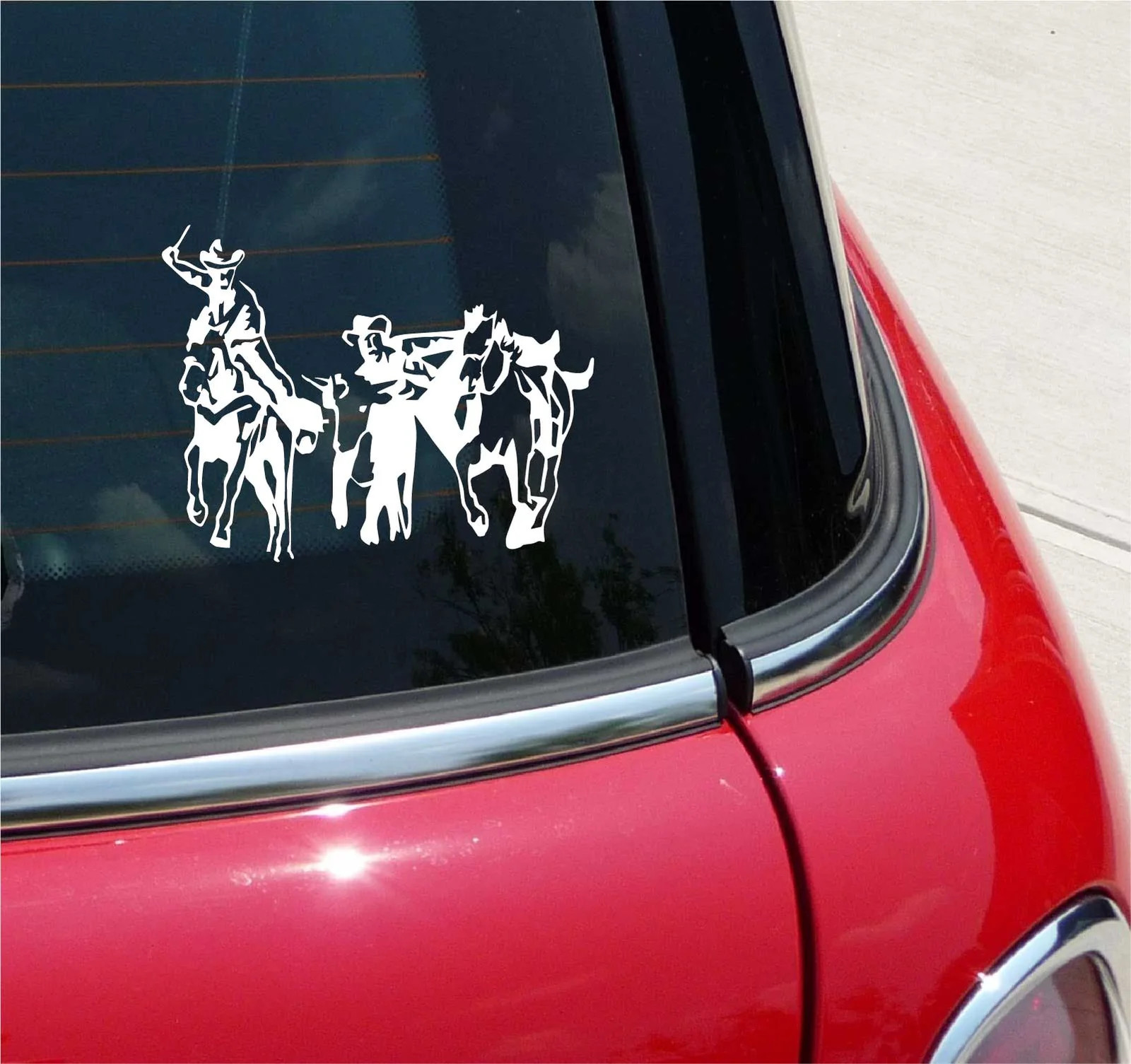 STEER WRESTLING BULLDOGGING RODEO HORSE GRAPHIC DECAL STICKER ART CAR WALL DECOR