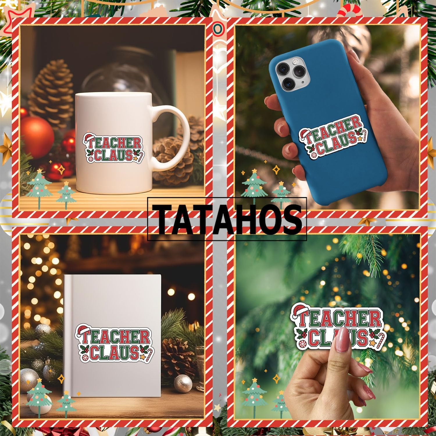 3Pcs Christmas Stickers Funny Holiday Vinyl Decals 3X1.5