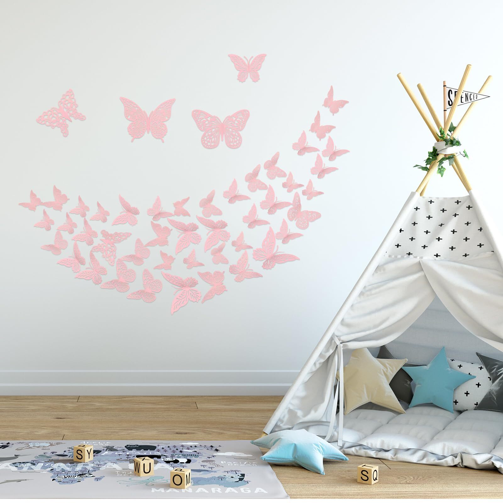 48PCS 3D Butterfly Room Wall Decor for Birthday Wedding Party Cake Decor