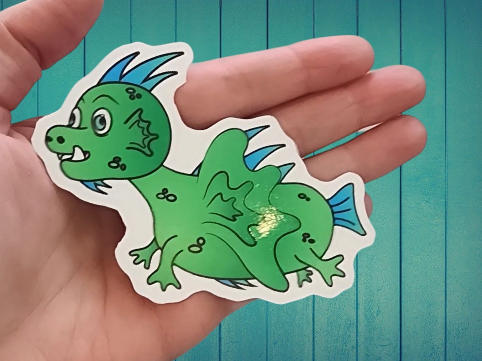 Cute Green Aquatic Monster Sticker