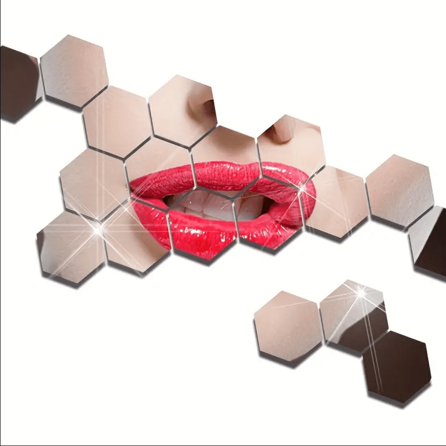 72Pcs Hexagon Mirror Stickers Splicing Decor for Hallway Stair & Entryway