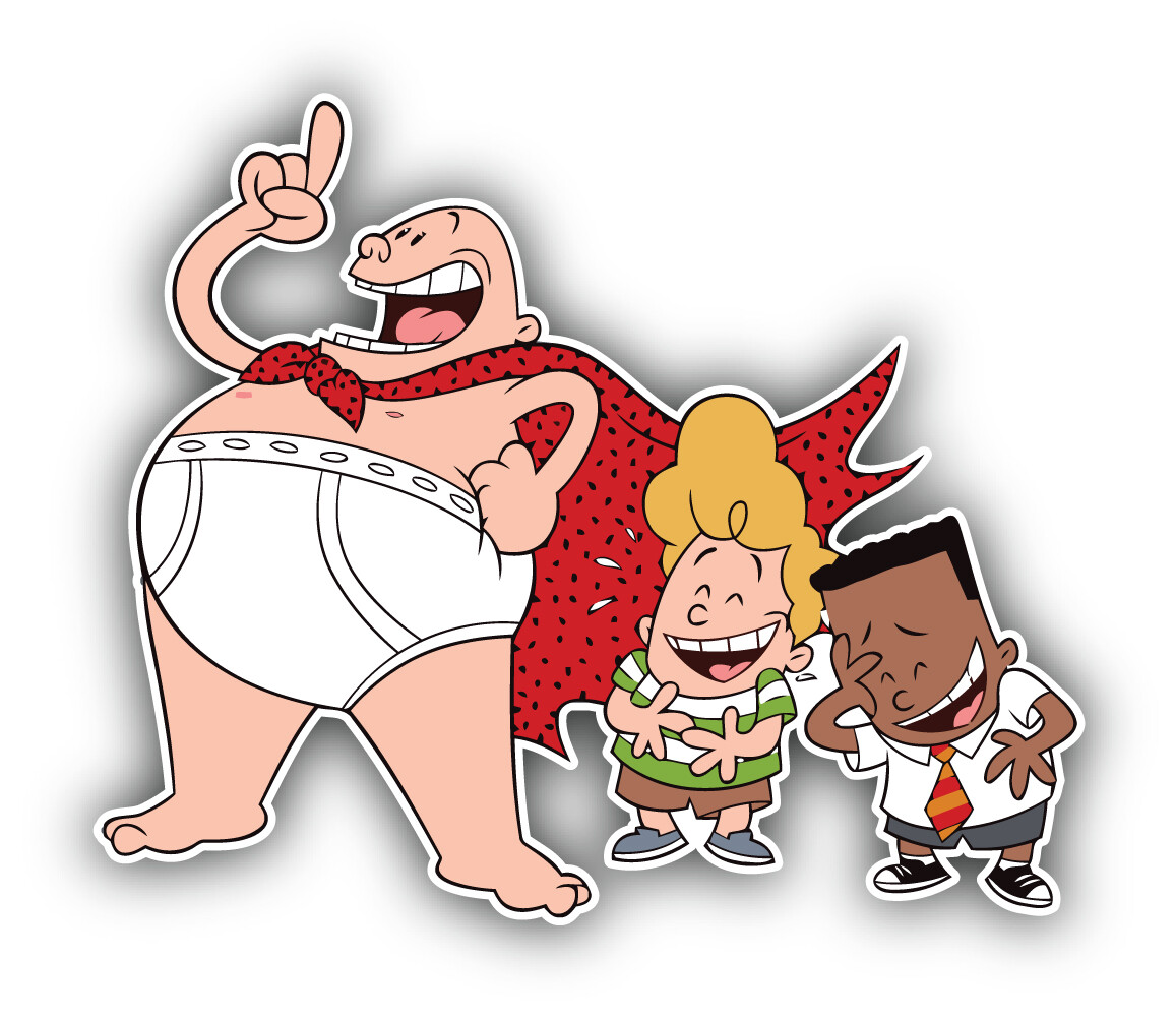 Captain Underpants Cartoon Sticker Bumper Decal – "SIZES"