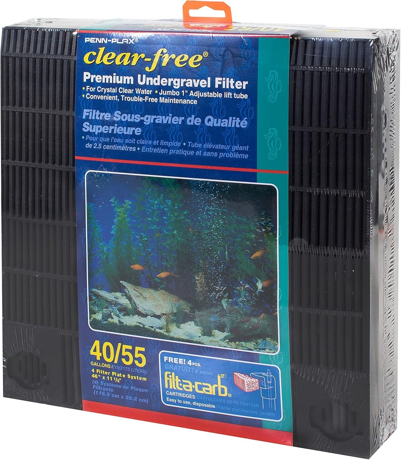 Penn Plax Clear Free Under Gravel Filter 40 55 Gallon Aquarium Bubbler System