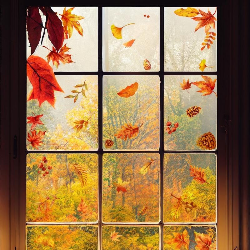 Wall Stickers Window Static Decal Home Furniture PVC Autumn Maple Leaf