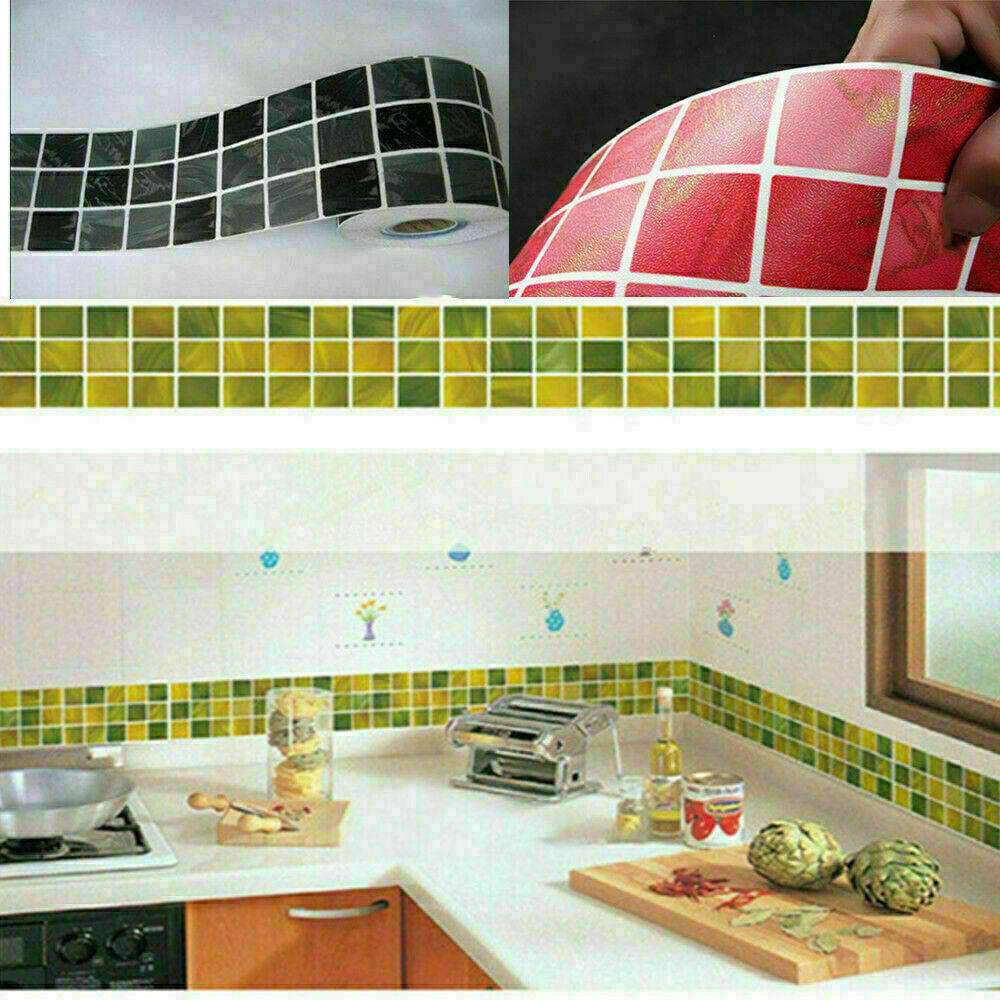 DIY Mosaic Self Adhesive Wall Sticker Vinyl Decal Home Kitchen Bathroom Decor