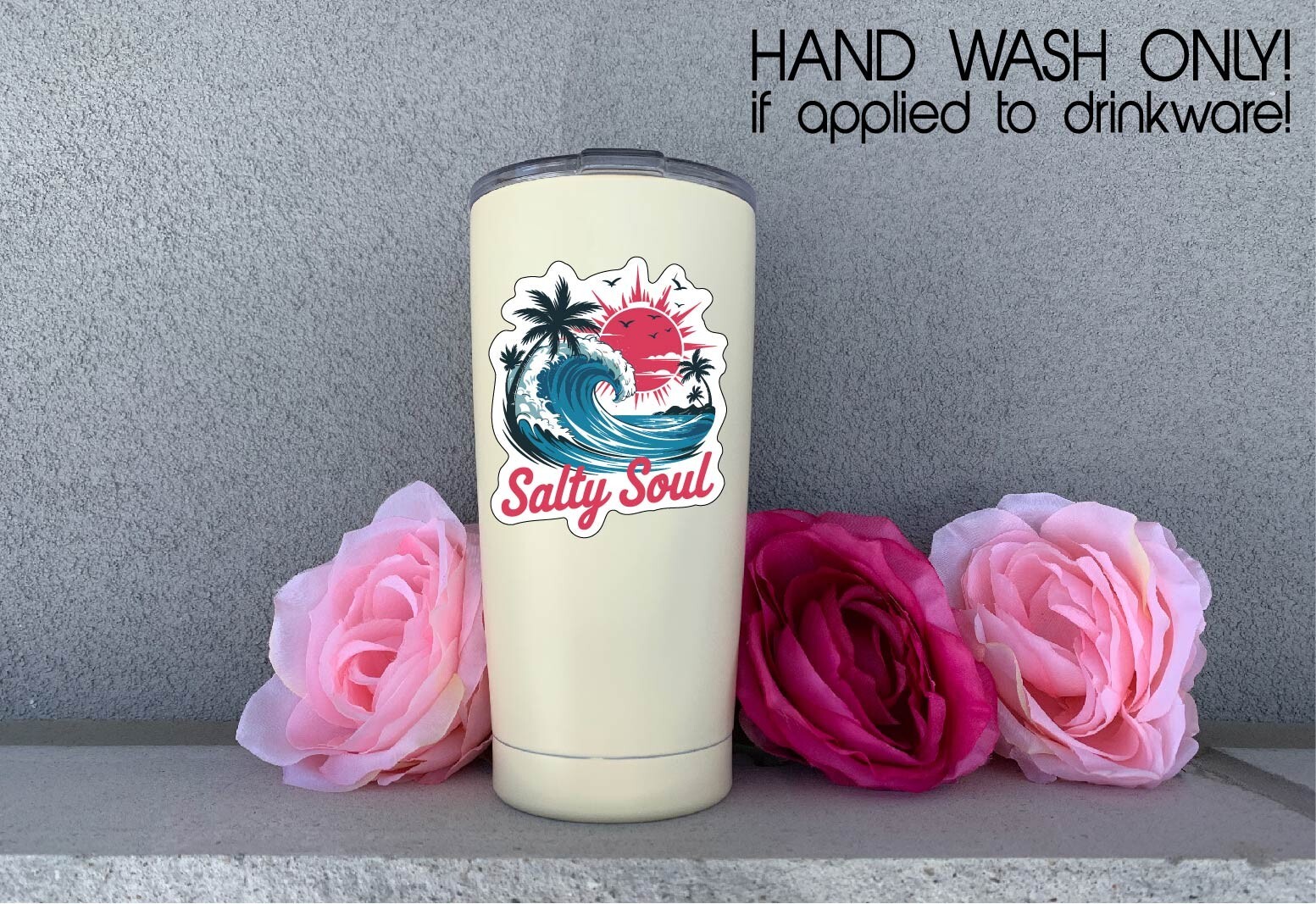 Beach Soul Decal Sticker Tropical Vacation Salt Sand Ocean Palm Trees Waves Surf