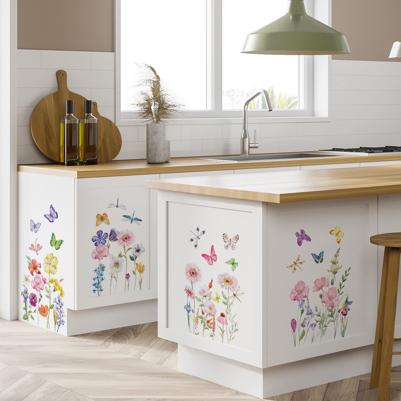 Zonon 6 Pcs Flowers Wall Decals Stickers Vinyl As Shown in the Picture