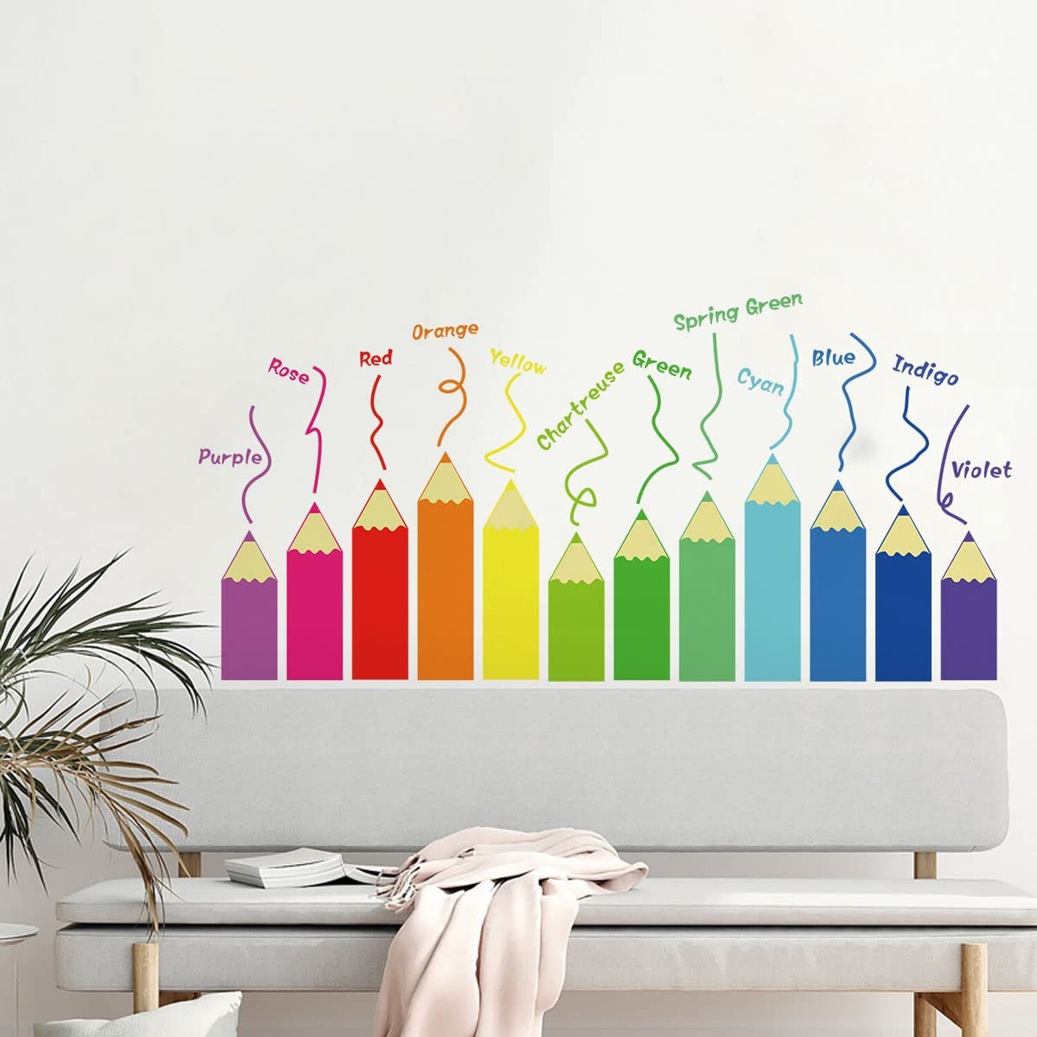 Color Educational Wall Decals Kids Large,Nursery Daycare Playroom Wall Sticke…