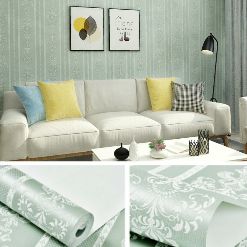 3D Damask Embossed Wallpapers Self-Adhesive Non-woven Wall Stickers Roll