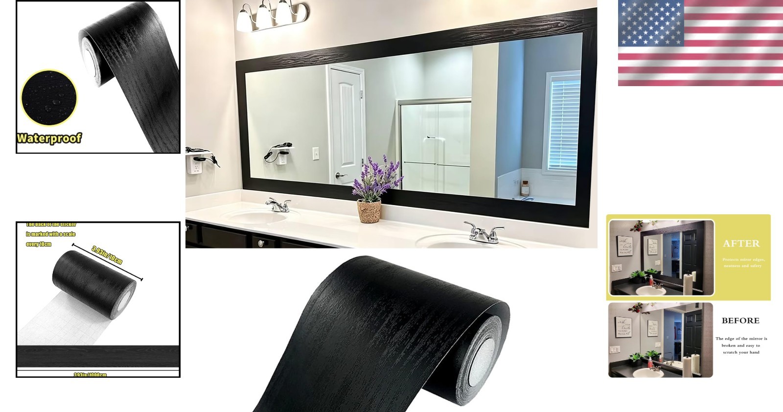 Transform Your Space – 4" x 390" Removable Waterproof Black Wood Grain Wallpaper