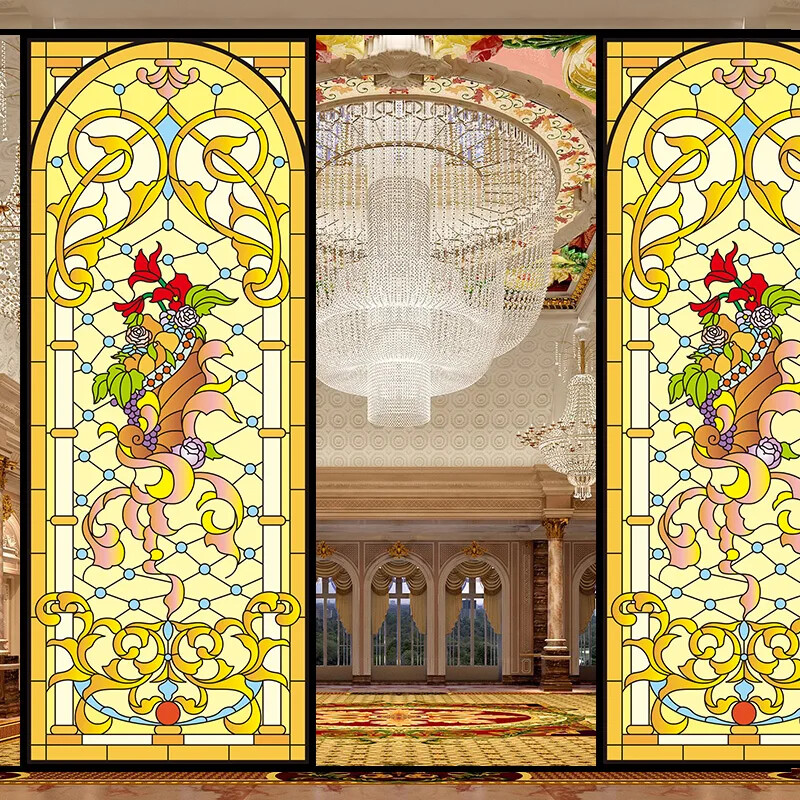 Vintage Self-adhesive Window Film Frosted Stained Privacy Glass Sticker Decor
