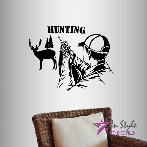 Wall Vinyl Decal Deer Buck Hunting Wild Animal Hunter Man Wall Art Sticker 684
