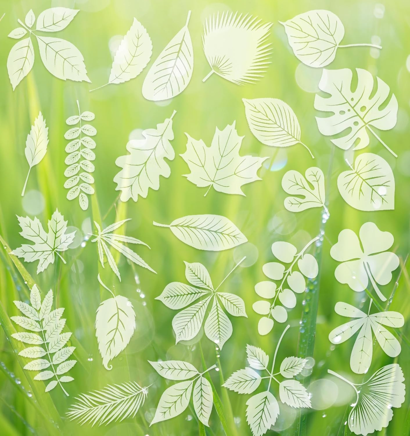 Window Alert Decals for Birds Strikes, 26 Pcs Leaf Window Decals to Prevent Bird