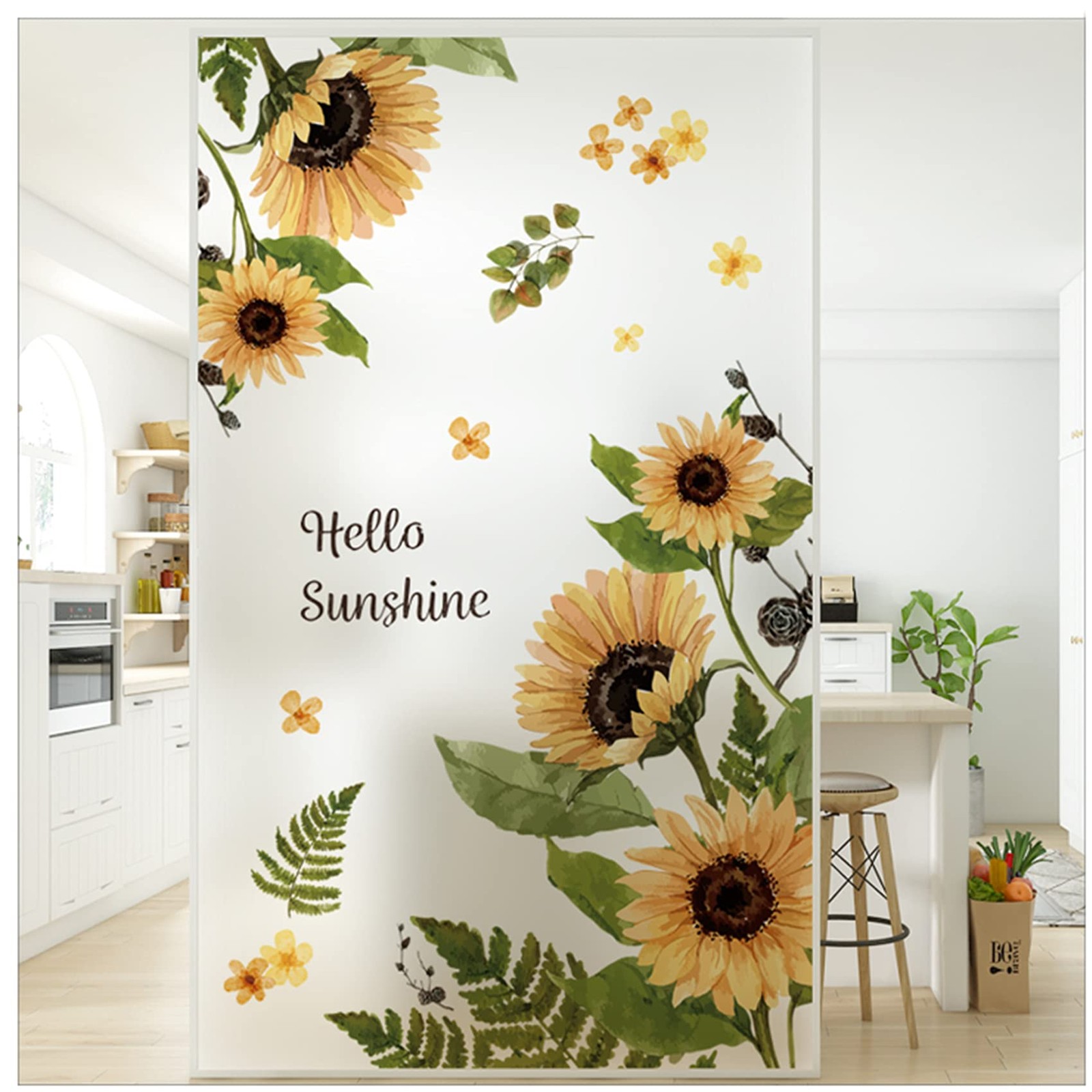 Sunflower Wall Stickers, 3D Yellow Flower Decals, Easy 38x32in,