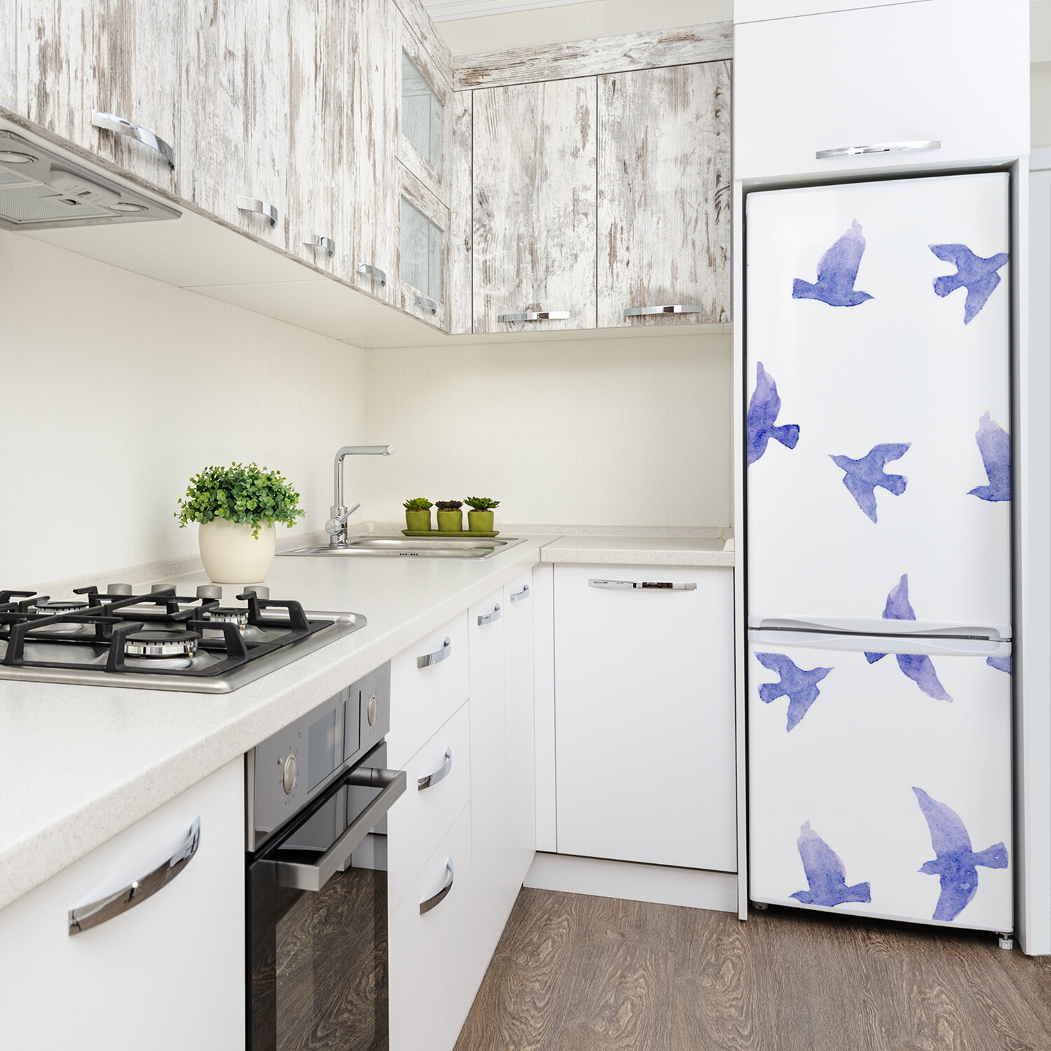 Removable Home Refrigerator Wall Sticker Magnet Decor Animals Blue swallows