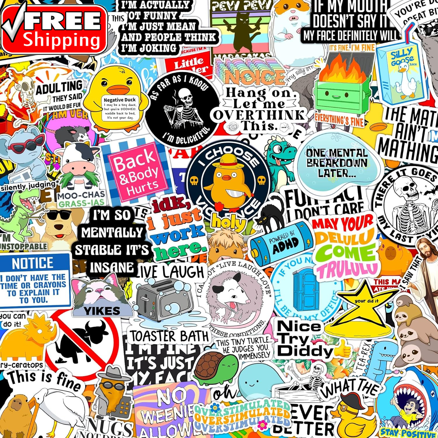 400 Pcs Funny Stickers for Adults Dirty Humor, Water Bottles Waterproof Cool Sti