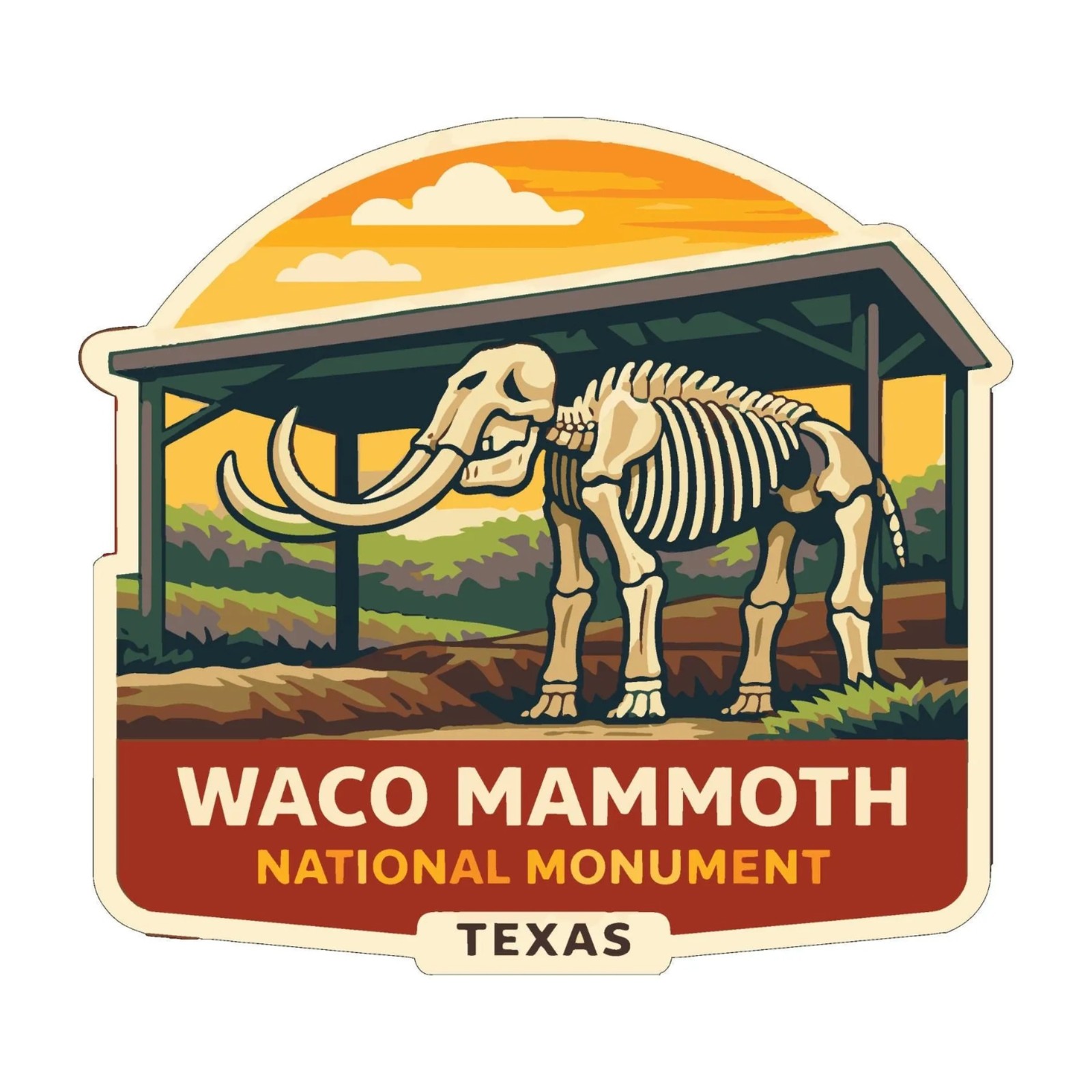 Waco Mammoth Texas Sticker Decal Vinyl Die-Cut US National Monuments Series