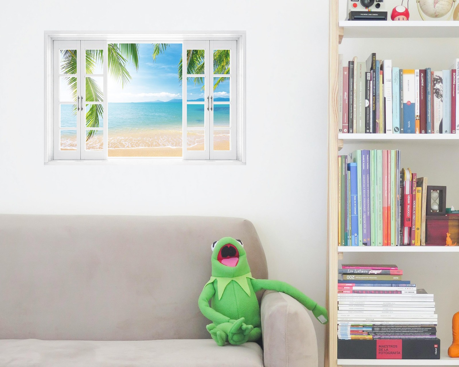 FLFK Fake Window Wall Decal – Tropical Ocean View Peel and Stick Mural, 24 x …