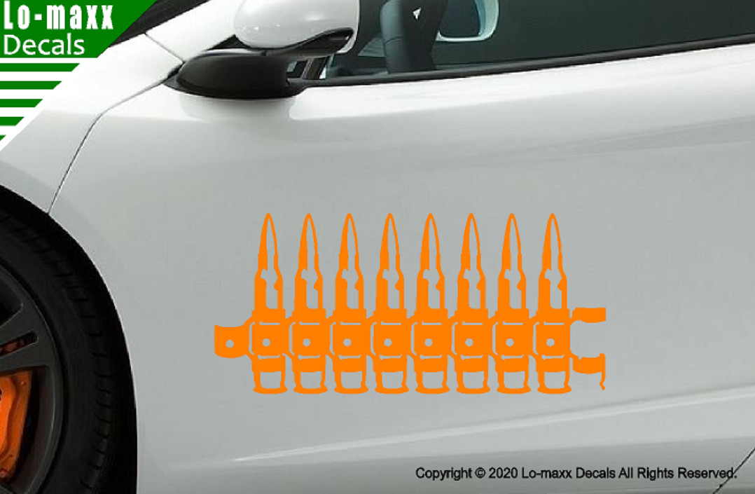 Ammunition Ammo Belt Linked Cartridge Art Superior Quality Die Cut Vinyl Decal