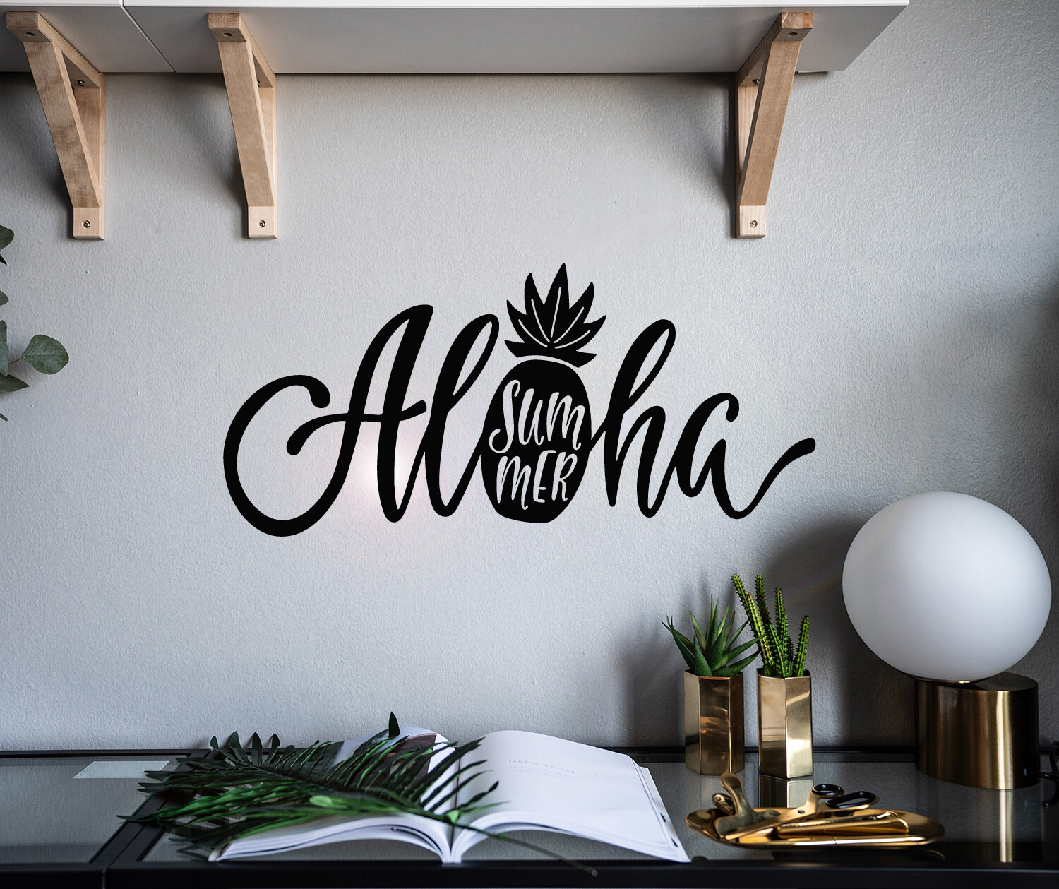 Vinyl Wall Decal Aloha Summer Hawaii Pineapple Stickers 28.5 in x 13 in gz071