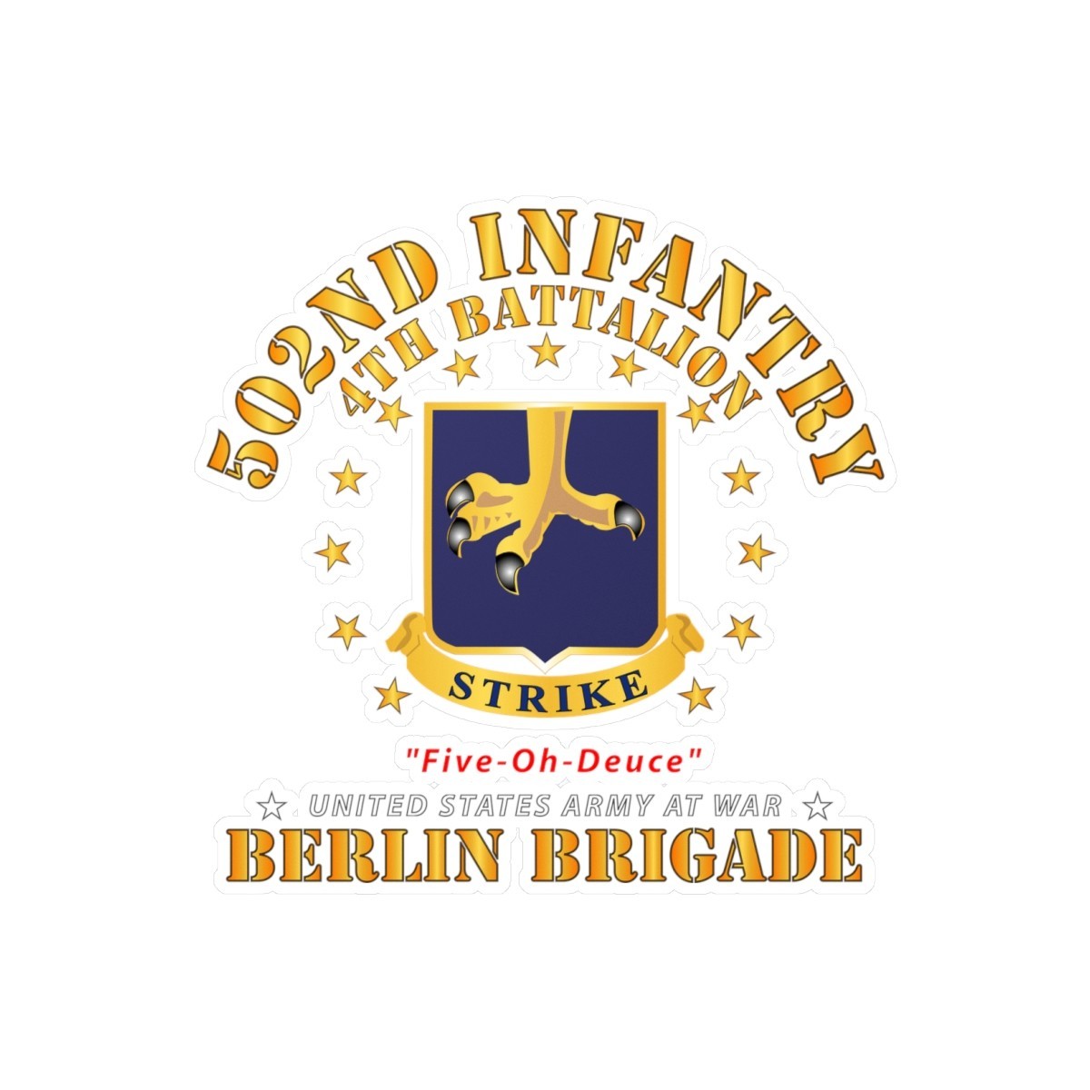 Kiss-Cut Vinyl Decals – Army – 4th Battalion 502nd Infantry – Berlin Brigade X 3