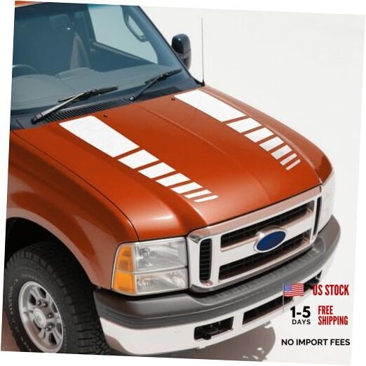 Car Hood Bonnet Racing Sport Vinyl Decal Sticker Stripes Kit Gloss White